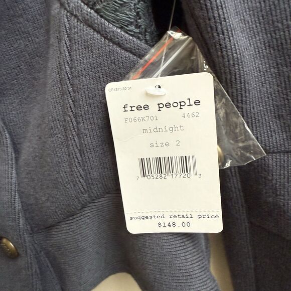 NWT Free People Majorette Military Jacket Double Breasted Crop Stretch Knit 2 - Picture 6 of 10